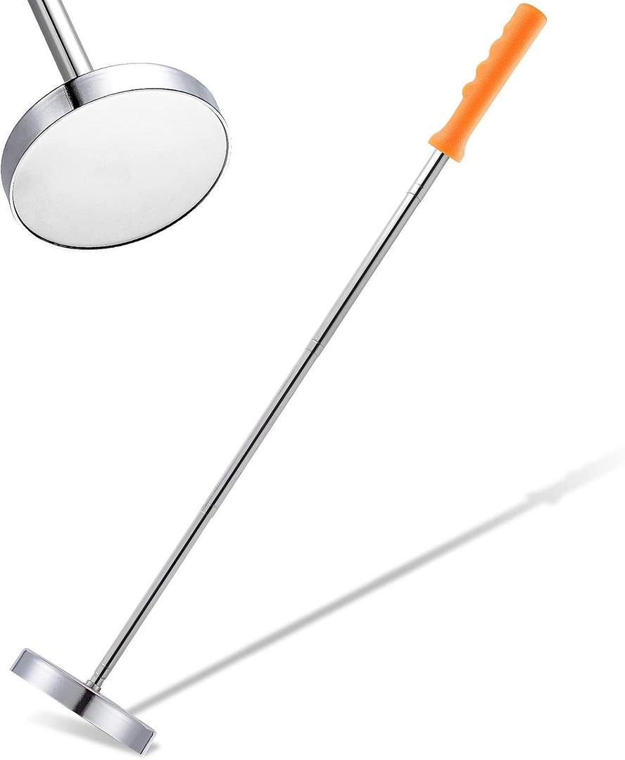 Magnetic Sweeper Telescoping Pick-up Tool, Thickened Pole, 35LB Magnet Stick Screws Parts Finder, Pickup Nails, Screws, and Metal Picker, Orange Handle