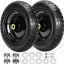 13" Flat Free Wheels Replacement for GOR Garden Cart Tires, 4.00-6 Solid Tires with 5/8"Bearings, 13" No Flat Wheels for GOR Garden Carts/Hand Trucks/Garden Carts (Black)