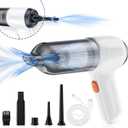 Fanisic Mini Vacuum, Cordless Handheld Car Vacuum Cleaner Rechargeable, 8000PA Strong Suction, 3 in1 Dust Buster & Air Blower & Hand Pump, Dry Use for Car, Keyboard, Inflate/Deflate Swim Ring (White)