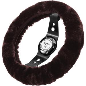 Andalus Brands Luxury Fluffy Car Steering Wheel Covers  Genuine Merino Sheepskin, Soft Fuzzy Car Steering Wheel Cover for Women, Universal 14.5-15" Size, Plush Fur Cute Auto Accessories, Mocha