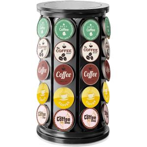 K Cup Holder, Coffee Pod Storage Carousel Holder Organizer Compatible with 40 Keurig K-Cup Pods, Home or Office Kitchen Counter OrganizerBlack