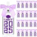 Skylety 24 Set 2025 Graduation Cups with Lid and Straw, Class of 2025 Graduation Gifts Plastic Mason Jar Tumbler Cup Bow Decorated, 12 oz Reusable Water Bottle for Grad Party Favor Decoration(Purple)