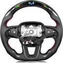 LED Steering Wheel for Dodge Challenger 2015-2024 Perforated Leather with 32 LED Shift Indicator Steering Wheel D-shaped Flat-bottom(SXT/GT/RT/SRT) With Heating