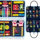 Gojmzo Busy Board Montessori Toys for Toddler Boys & Girls Gifts, Sensory Toys for Toddlers, Educational Travel Preschool Activities Learning Alphabet Count Fine Motor Skills