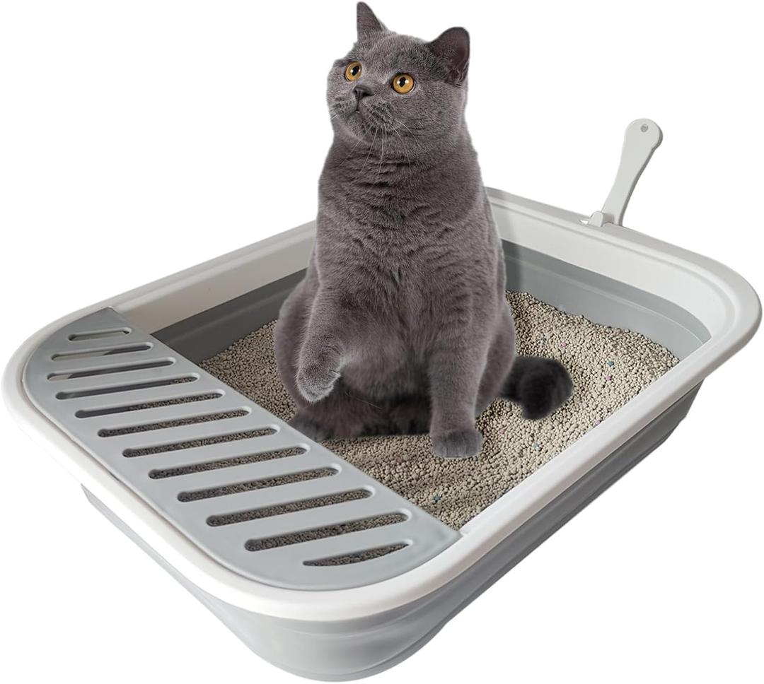 Collapsible Kitten Litter Box Low Entry Small Cat Litter Box XL