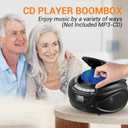 Gelielim Portable CD Players for Home, CD Boombox with AM/FM Stereo Radio, Bluetooth, USB, SD Card, MMC Drive, Aux-in, Headphone Jack,LCD Display, Boom Box CD Player AC/Battery Operated Black