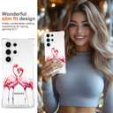 Hungo Compatible for Samsung Galaxy S25 Ultra Case for Women Girls Clear Design Cute,Girly Girls Skin Pink Couple Flamingos in Love Heart Animal