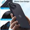 Shockproof for iPhone 16 Case, [Full Camera Protection] [Military-Grade Drop Protection] Protective Anti-Yellow Slim Translucent Matte Skin-Friendly for iPhone 16 Phone Case, Black