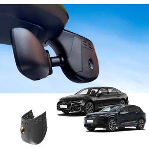 Audi Dash Cam for 2019-2024 A3-8/Q3/Q5/Q7/Q8/TT/e-tron, Audi Wireless Dash Camera with OEM Style, Night Vision, HDR, WiFi & App, Parking Mode, Plug and Play, 64GB Card, Black