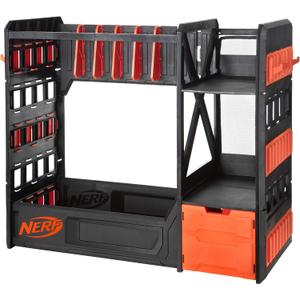 Nerf Elite Blaster Rack - Storage for up to Six Blasters, Including Shelving and Drawers Accessories, Orange and Black