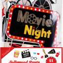 BESTOYARD Movie Night Party Photo Booth Props Set of 21 Kit Birthday Photo Booth Props Kit, Prom Photobooth Props, Funny Props Movie Star Night Party Shower Supplies