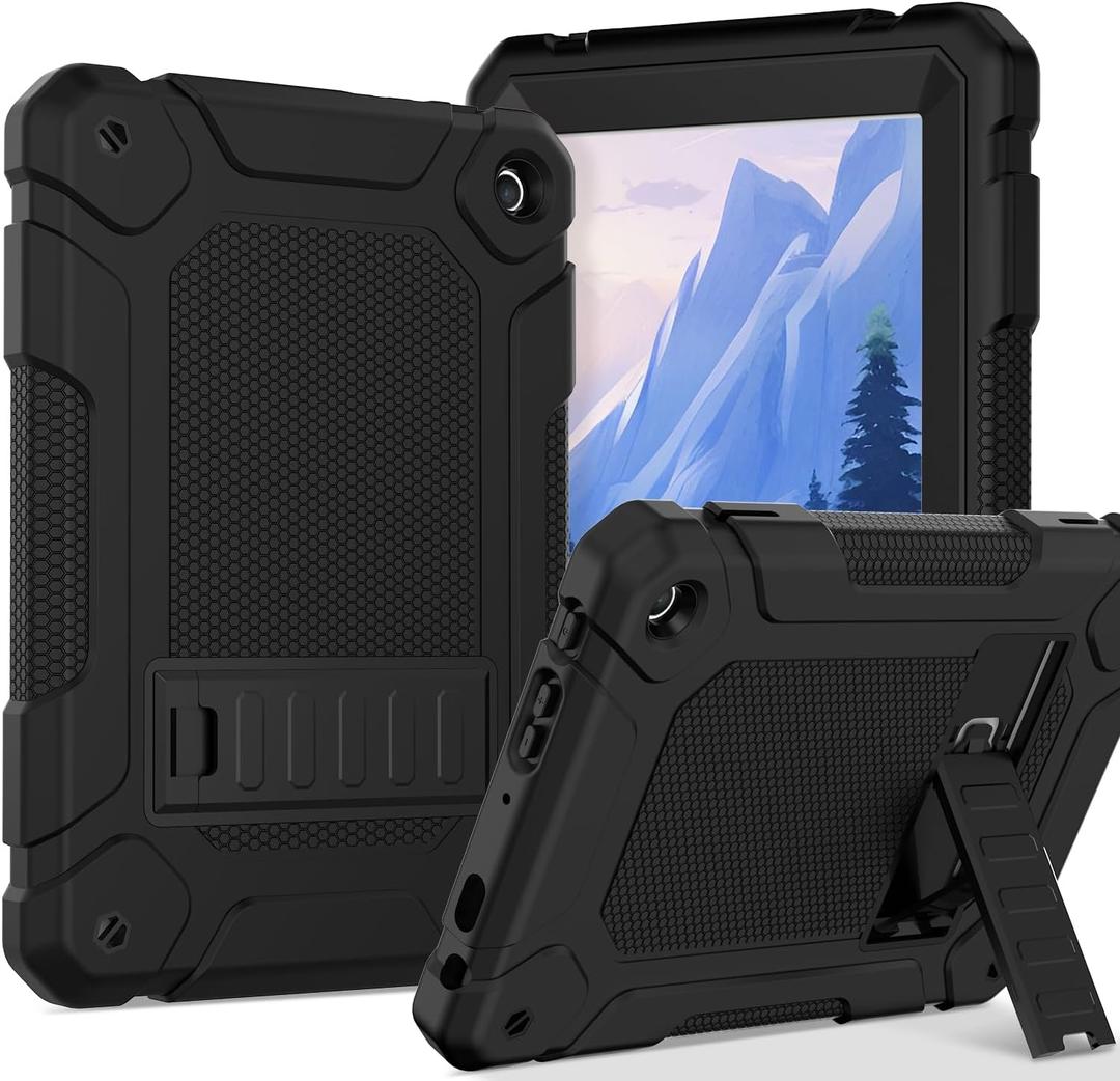 MENZO All-New Case for 8" Tablet, Slim Shockproof Rugged High Impact Protective Case with Kickstand, Black