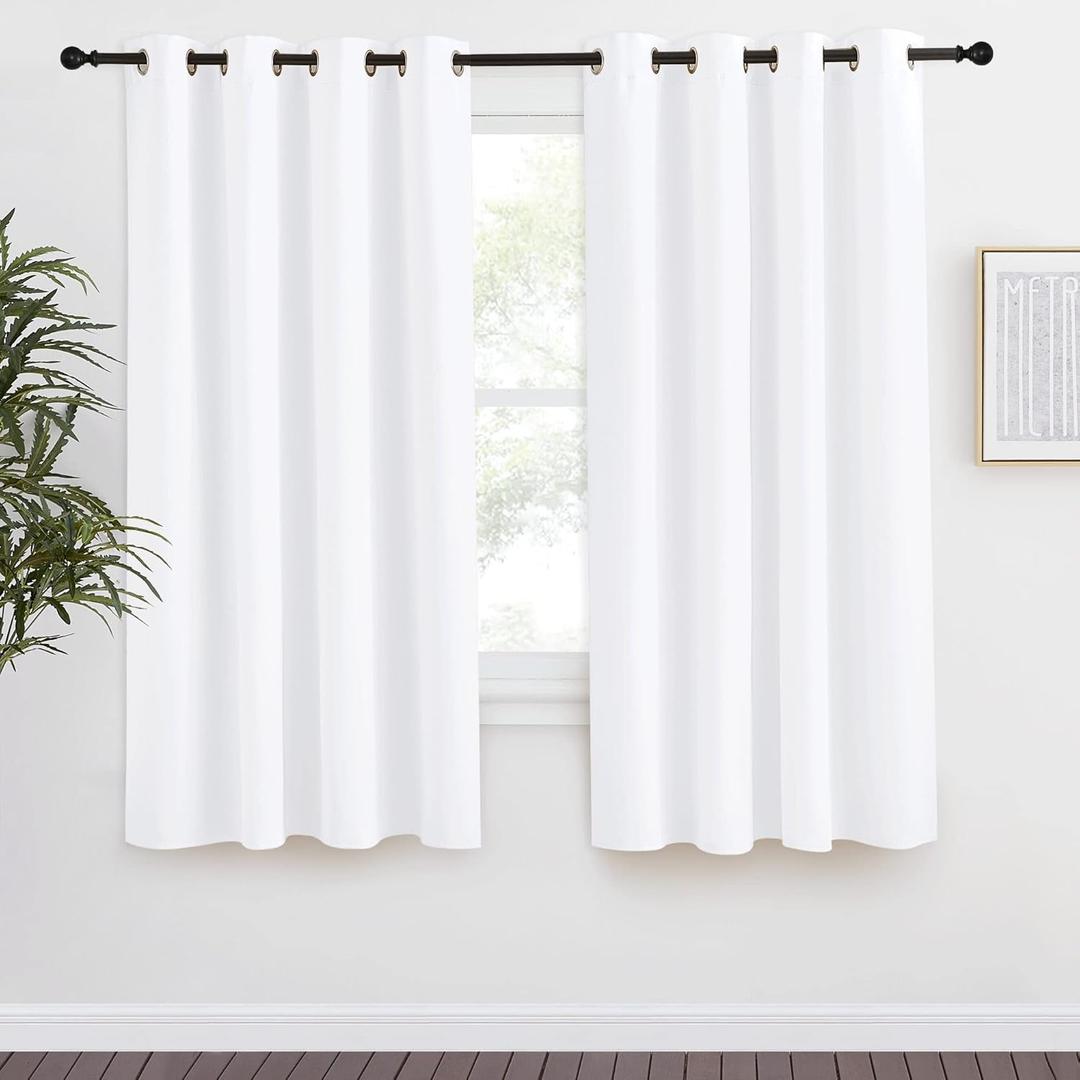 NICETOWN Room Darkening Window Treatment Curtain, Pure White, 1 Panel, 55 by 68, Energy Smart Thermal Insulated Block Out Sunlight Shade & Blind for Bedroom with Grommet Ring Top