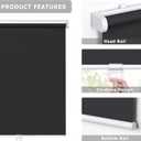 LazBlinds No Tools No Drill Cordless Roller Shades, 100% Blackout Roller Blinds for Windows, Thermal Insulated UV Protection Waterproof Roll Up Window Blinds and Shades, 26'' W x 48'' H, Black