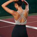 SONGSKY Sports Bras for Women, Medium-High Support Strappy Padded Running Sports Bras with Removable Cups (Gray, M)