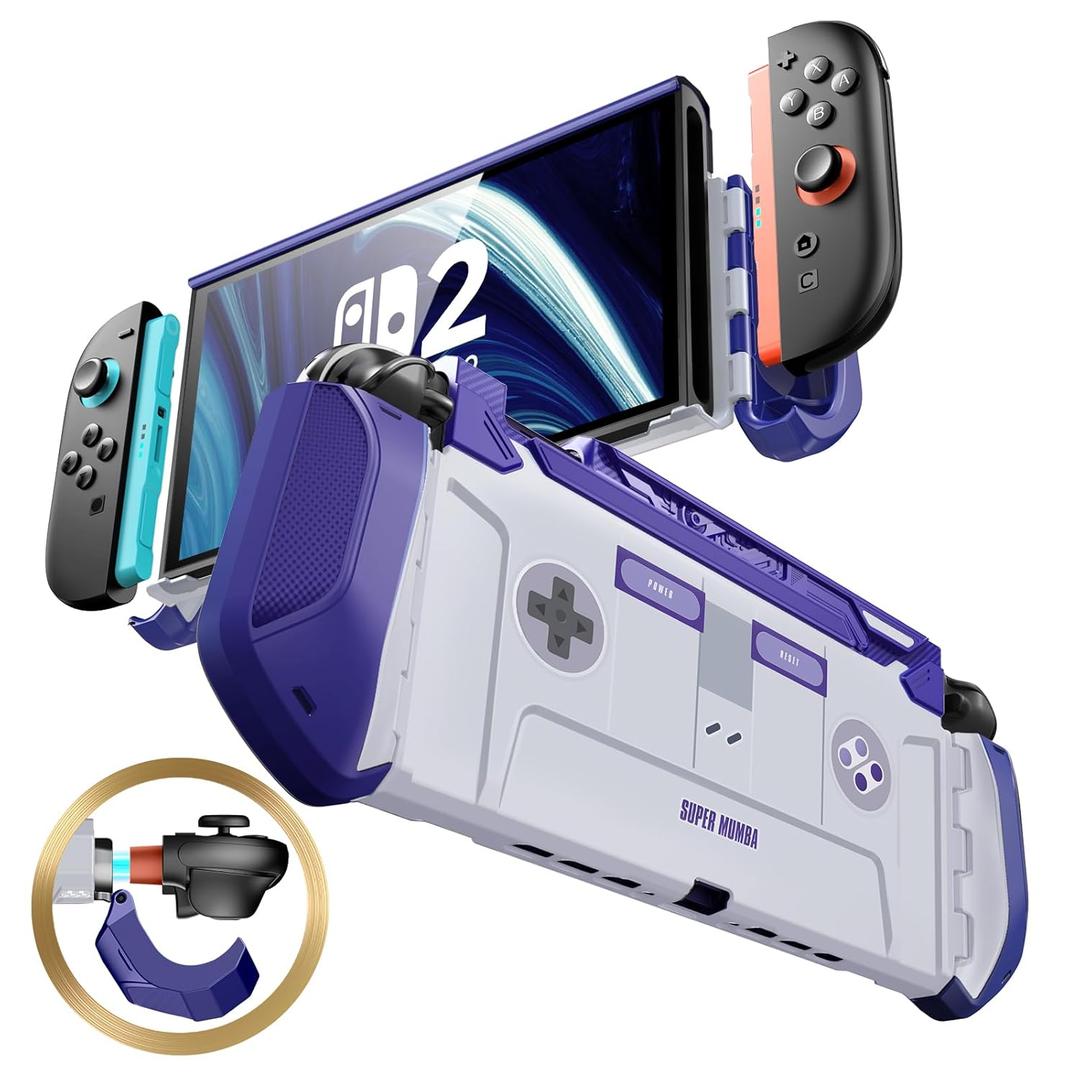 Mumba Dockable Case for Nintendo Switch 2 [2025 Blade Series] TPU Switch 2 Grip Protective Cover, Ergonomic Accessories for Console with Quick-Release Design for Switch 2 Joy Con Controllers (Retro)