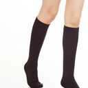EABERN 6 Pairs Women's Opaque Fleece Lined Trouser Socks Warm Knee High Stocking (Black)