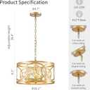 WUZUPS Crystal Chandelier 5-Light Vintage Farmhouse Pendant Ceiling Light Lighting Fixture for Foyer Diningroom Bedroom Hallway Storage Kitchen Bathroom, H 8.3" W 16.1", E12 Base, Gold