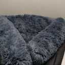 GGIB Calming Dog Bed Fluffy Plush Dog Mat for Furniture Protector with Removable Washable Cover for Large Medium Small Dogs and Cats (Extra Extra Large, Dark Grey)