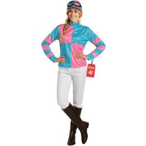fun shack Womens Jockey Costume, Horse Jockey Outfit, Equestrian Halloween Costume for Women, Racing Attire (Small, Blue)