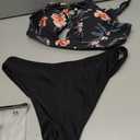 SweatyRocks Women's Sexy Bathing Suit Floral Print Cross Back Bikini Set Swimsuits (Black, M)