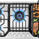 36 inch Gas Cooktop with Grill/Griddle, Gas Stove Top with 5 Italy Sabaf Sealed Burners, Max 48,300 BTU Built-in Propane Stove, 304 Stainless Steel Propane Cooktop, NG/LPG Convertible, CSA Certified