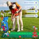 Toddler Golf Set with Shoulder Strap for Kids Ages 2-5, Portable Golf Clubs, Cart & Putting Mat - Indoor Outdoor Sports Toys - Blue