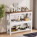 3-Tier Wood Entryway Table: 41" Narrow Console Shelf (White), 41.3" x 11.8" x 31.8"