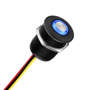 Acegoo 12 Volt Dimmer Switch High-Side PWM Dimming Switch, 7/8" Mounting Hole w/Blue Backlight for RV Boat Truck Camper Van Trailer Light Fixture & LED Strip Lights-DC 12V 6A Full Aluminum (Black)