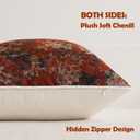 Pack of 2 Vintage Floral Pillow Covers 12x20 Christmas Boho Farmhouse Accents Chenille Rectangular Lumbar Decorative Throw Pillow Cases for Living Room Couch Bed Home Decor, Rust