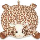 Bearington Baby Patches Tummy Time Mat, 30 x 30 Inch Giraffe Plush Stuffed Animal Blanket, Giraffe Baby Stuff for Nursery Décor