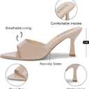 Women’s Pointed Toe Mule Sandal Heels, Slip On Open Toe Kitten Heels for Women, Heeled Sandals Mules for Dress,Casual Outfits, 8.5