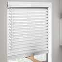 SMONTER 2" Slat Faux Wood Blinds with Crown Valance- Cordless Horizontal Blinds Room Darkening Blinds for Windows Bedroom, Bathroom, Living Room, Glass Door Interior Decor, 45" Wx 48" H