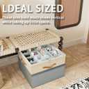 Shoe Organizer for Closet, 2 Pack Foldable Shoe Storage Organizer Box Bin with Adjustable Dividers and Clear Cover, Fits up to 16-32 PairsGrey&Beige