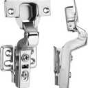 10pcs Inset Cabinet Hinge Frameless Concealed Door Hinges European Soft Closing Four-Hole Mounting Plate Hinges Nickel Plated Finish (5 Pairs)