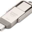 Amazon Basics 256GB USB Flash Drive, Thumb Drive Memory Stick with USB C and USB A Dual Ports, Champagne Silver