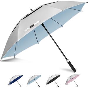 ZOMAKE Large Golf Umbrella UV Protection, 51 Inch UV Blocking Sun Umbrellas UPF 50+ for Rain Windproof Auto Open Vented Double Canopy