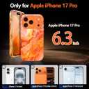 Casetego for iPhone 17 Pro Case,Compatible with MagSafe,[Military Grade Drop Test] Full Body Protection Slim Shockproof Rugged Marble Women Girls Case for iPhone 17 Pro 6.3 inch,All Orange