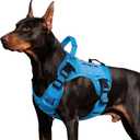 WINGOIN Blue Tactical Dog Harness for Large Dogs, Heavy Duty No Pull Dog Harness with Handle, Adjustable Reflective Military K9 German Shepherd Big Size Dog Vest for Walking, Training, Hunting (L) (L: 45-80 lbs (Chest:27-37",Neck:19-25"))