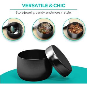 Hearts & Crafts Matte Black Candle Jars with Lids - 12 Pack 4oz Heat-Resistant Containers for Candle Making - Gothic Jars for DIY Projects, Crafts, Storage, and Homemade Candles Creation