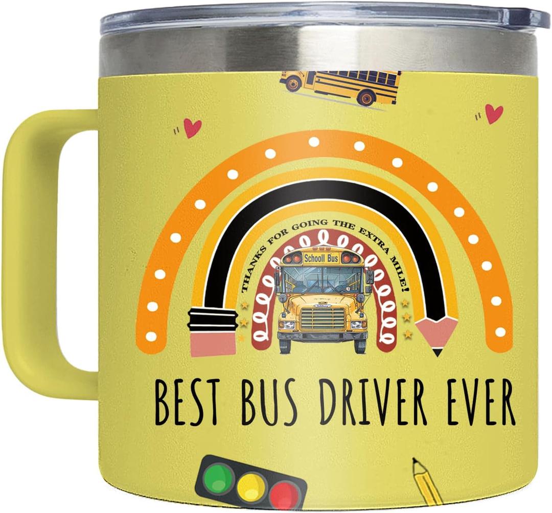 School Bus Driver Gifts, Best Bus Driver Ever Gifts, School Staff Back Retired Thank You Appreciation Presents Birthday Christmas Mothers Day Presents Coffee Cup 14oz