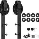 Skysen Sliding Barn Door Hardware Roller Set Black (Spoke Wheel Hanger Set)