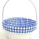 Easter Bamboo Basket Blue Grid 12In