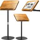 NAMON 2 in 1 Dual-use Music Stand & Desktop Book Stand, 100% Solid Wood, Height Adjustable from 16.5" to 51", with Page Paper Clip for Cookbooks, Sheet Music (with Large Panel: 16.5 * 11.8IN) (Non-wheeled)