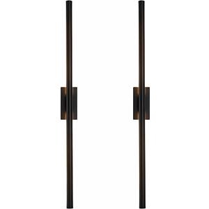 2pack Slender Bar Linear Mirror Light: Modern LED Linear Wall Light, 23.6" x 0.8" x 23.6", Black, Indoor, Bedroom, Living Room, Bathroom, Hallway