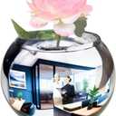 TidyFriend Convex Mirror Vase Silver Cubicle Decorations - 6 Inch Multipurpose Desk Mirror to See Behind You - Aesthetic Office Cubicle Accessories, Office Decor Organizer