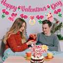 Valentine's Day Decorations Kit - 18 Latex Balloons, 2 Heart Foil Balloons, "Happy Valentine's Day" Banner, Fringe Curtain & Cake Topper for Romantic Valentines Day Party Decor, Anniversary, Wedding