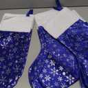 CCINEE Christmas Large Stockings, 6pcs 18 Inches Tall Glitter Silver Snowflake Blue Print with Plush Cuff Classic Stocking Decorations for Xmas Festive Gifts Home Fireplace Decor