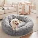 Bedsure 45-Inch Calming Donut Dog Bed for Extra Large Dogs – Faux Fur Fluffy Round Pet Bed with Removable Washable Cover, Dark Grey, Fits up to 120 lbs Pets (Dark Grey, XL)