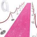 Tatuo Carpet Runner Runway Rug 55 GSM Thickness with Carpet Tape for Prom Wedding Party Outdoor Indoor Hallway Rug(2.46 x 65.6 Feet,Glitter Rose Red)